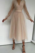 Robe Ajustée En Dentelle Avec Décolleté En V Et Manches Longues Pour Femme | Idéale Pour Des Occasions Spéciales