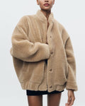 Blouson Bomber d’Hiver avec Texture Douce et Coupe Relax pour Femme | Idéal pour Temps Froid