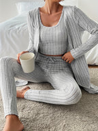 Ensemble Décontracté À Côtes avec Gilet, Top Et Pantalon pour Femme | Idéal pour Le Quotidien