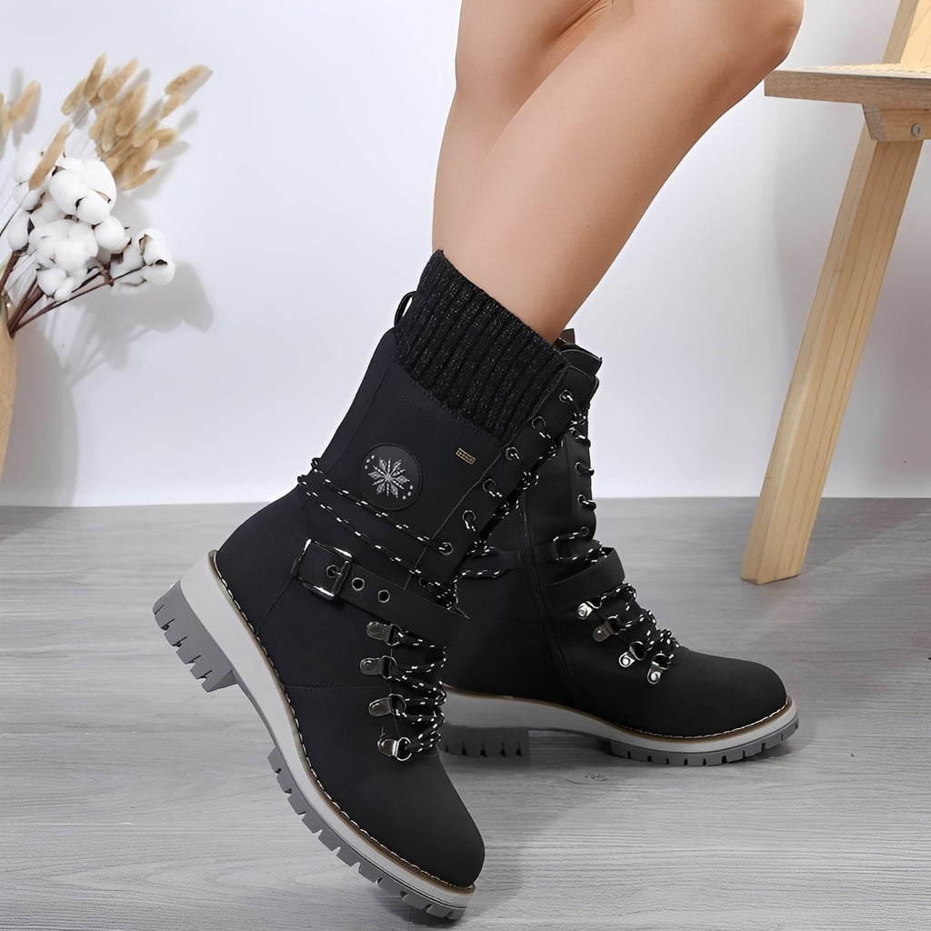 Bottes De Neige Avec Laçage Et Semelle Antidérapante Pour Femmes | Idéales Pour L’hiver