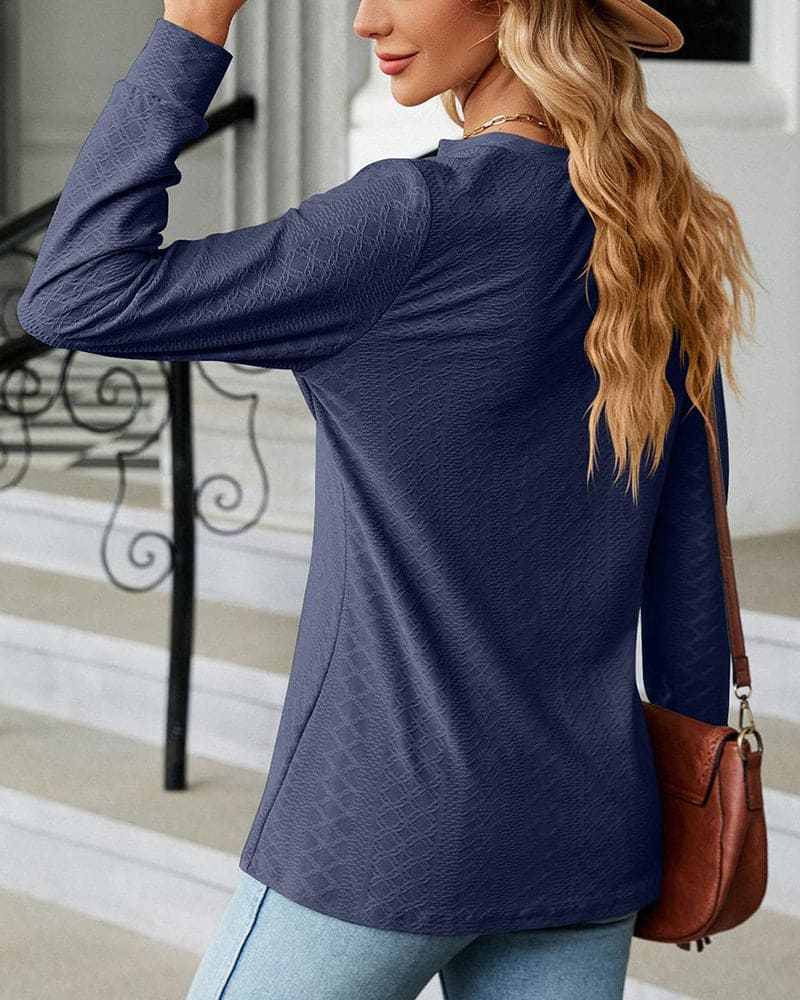 Blouse À Manches Longues Avec Col En V Et Fermeture Boutonnée Pour Femmes | Idéal Pour Usage Quotidien