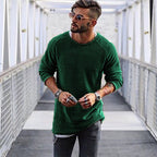 Pull Tricoté à Manches Longues avec Structure Classique pour Hommes | Idéal pour la Mi-Saison