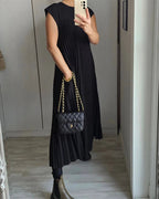 Robe Plissée Sans Manches Avec Poches Pour Femme | Idéale Pour le Printemps et l'Été
