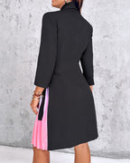 Robe Midi Cache-Cœur Avec Jupe Plissée Et Manches 3/4 Pour Femme | Idéal Pour Occasions Quotidiennes Et Professionnelles