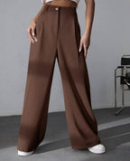 Pantalon Tailleur À Jambe Large Avec Taille Haute Pour Femme | Idéal Pour Usage Professionnel Et Quotidien