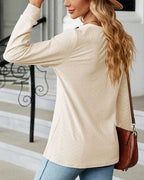 Blouse À Manches Longues Avec Col En V Et Fermeture Boutonnée Pour Femmes | Idéal Pour Usage Quotidien