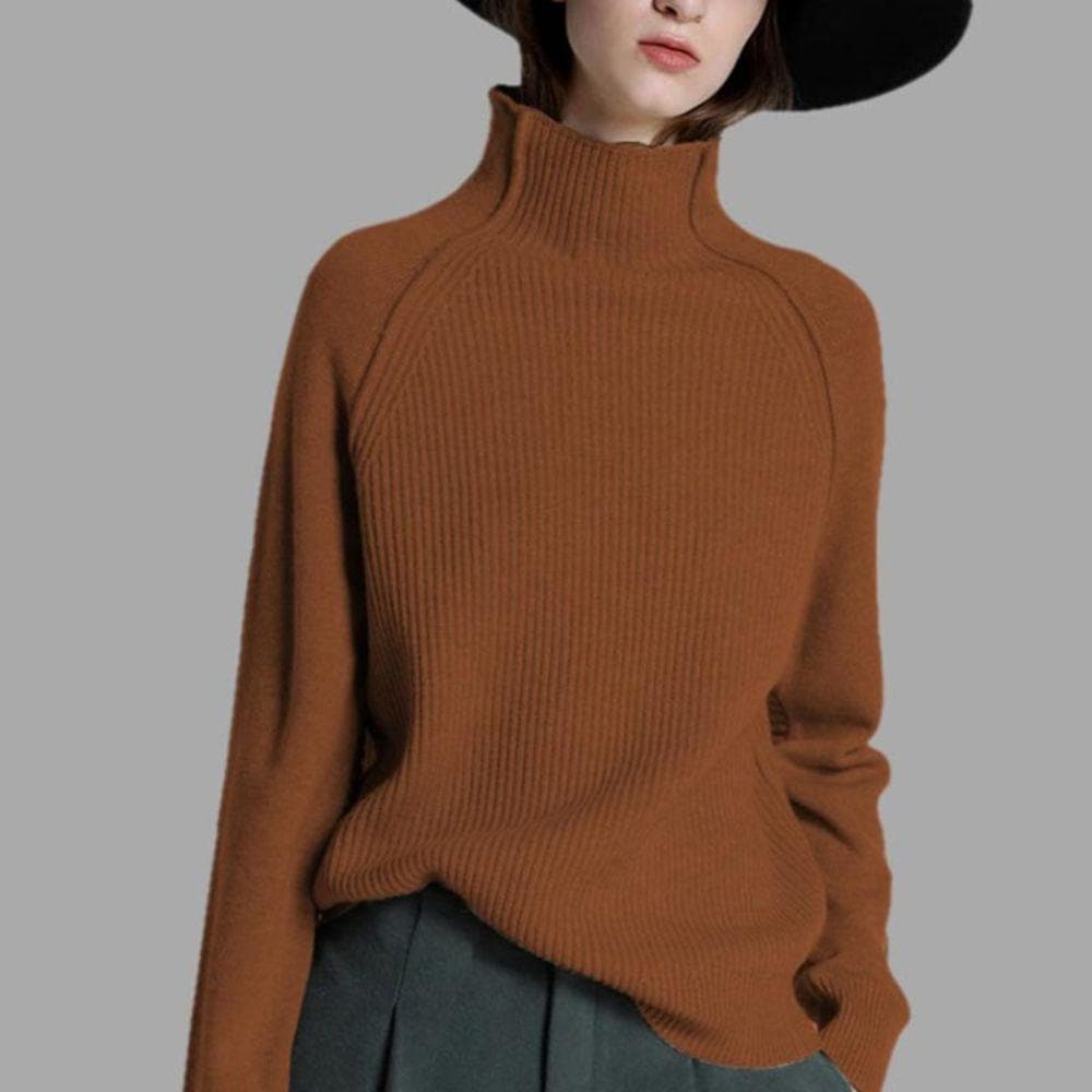 Pull À Col Roulé Avec Texture Côtelée Pour Femmes | Idéal Pour La Mi-Saison