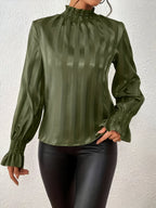 Blouse À Manches Longues Avec Design Plissé Pour Femme | Idéal Pour Les Occasions Quotidiennes Et Professionnelles