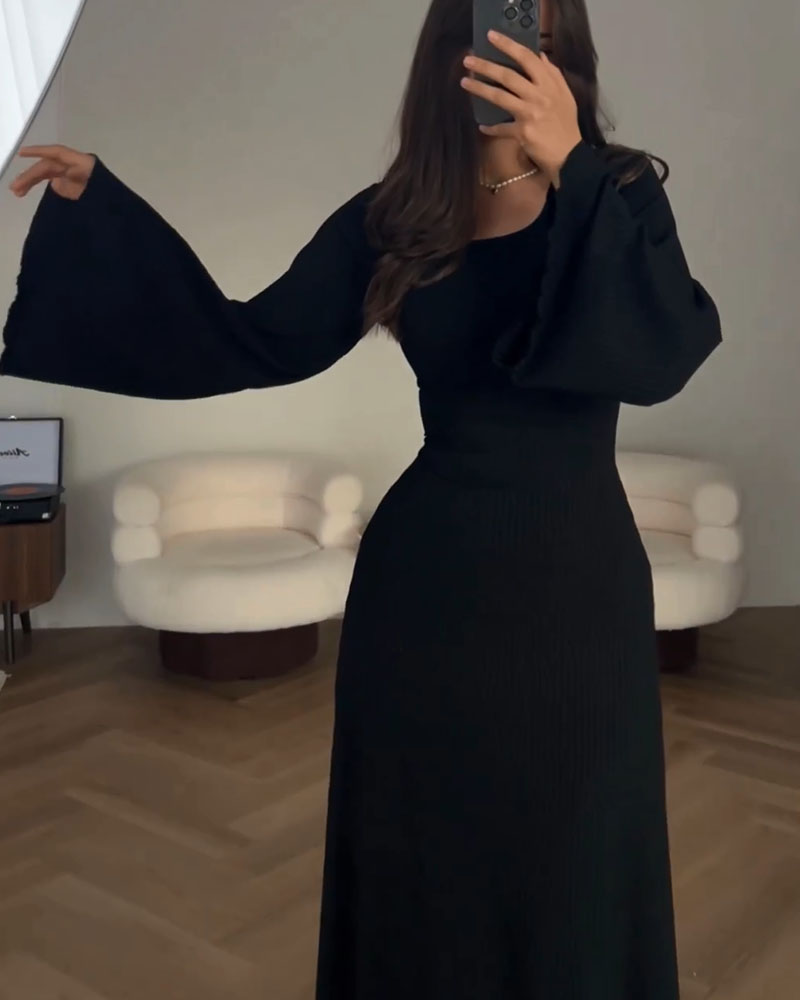 Robe Longue À Manches Longues En Maille Côtelée Pour Femme | Idéale Pour Un Usage Quotidien