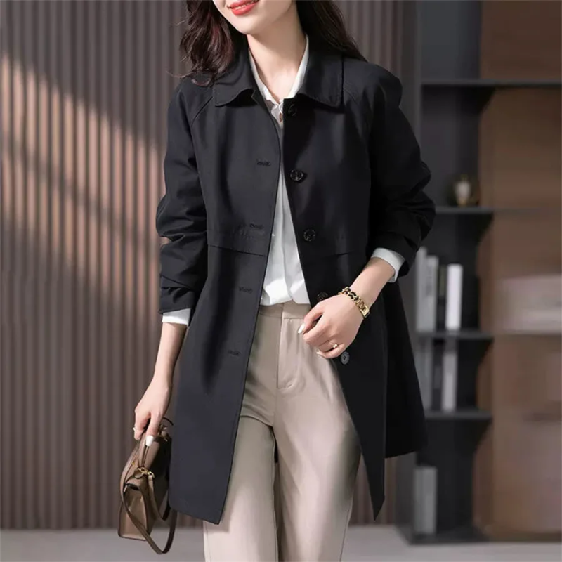 Trench-Coat Mi-Long avec Coupe Classique pour Femmes | Ideal for Mi-Saison et Usage Quotidien