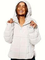 Veste à Capuche Matelassée avec Fermeture Zippée pour Femme | Idéale pour la Saison Froide