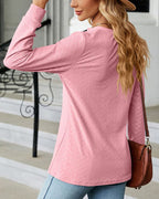 Blouse À Manches Longues Avec Col En V Et Fermeture Boutonnée Pour Femmes | Idéal Pour Usage Quotidien