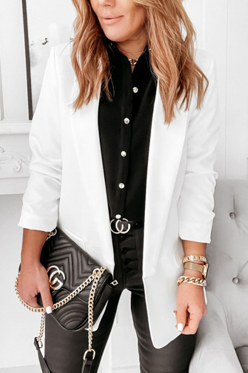 Blazer Manches Longues avec Col Rabattu pour Femme | Idéal pour le Bureau et les Occasions Quotidiennes