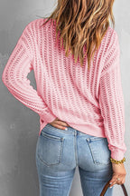 Pull En Maille Ajourée Avec Col Rond Et Coupe Légèrement Ample Pour Femmes | Idéal Pour Mi-Saison