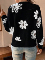 Cardigan à Motifs Floraux avec Col en V et Boutons pour Femmes | Idéal pour Tenues Décontractées
