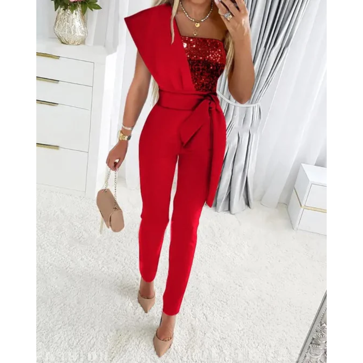 Combinaison avec Détails à Sequins pour Femme | | Idéale pour les Soirées