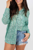 Blouse Polo avec Sequins et Manches Longues pour Femme | Idéale Pour Un Usage Quotidien