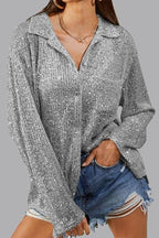 Blouse Polo avec Sequins et Manches Longues pour Femme | Idéale Pour Un Usage Quotidien