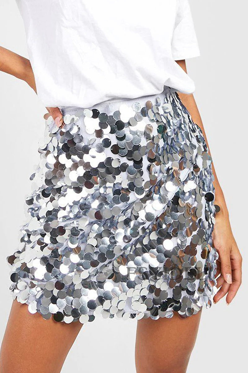 Jupe Unie à Sequins avec Coupe Régulière pour Femme | Idéale pour les Fêtes ou Les événements en Soirée