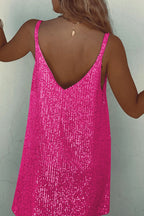 Robe Courte avec Finition Brillante et Encolure En V pour Femme | Idéale pour Les Soirées et Événements Festifs