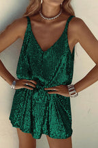 Robe Courte avec Finition Brillante et Encolure En V pour Femme | Idéale pour Les Soirées et Événements Festifs