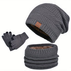 Ensemble Hiver 3 Pièces avec Bonnet, Écharpe et Gants pour Hommes | Idéal pour la Saison Froide