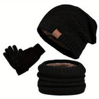 Ensemble Hiver 3 Pièces avec Bonnet, Écharpe et Gants pour Hommes | Idéal pour la Saison Froide