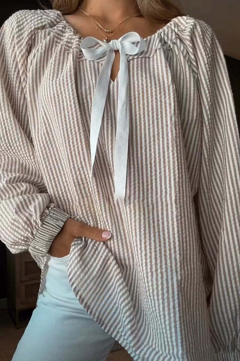 Blouse Rayée À Manches Longues Et Coupe Ample Pour Femme | Idéal Pour Le Quotidien