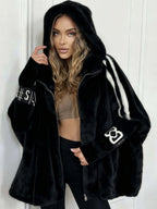 Manteau À Capuche avec Imprimé À Rayures pour Femme | Idéal pour L’Hiver