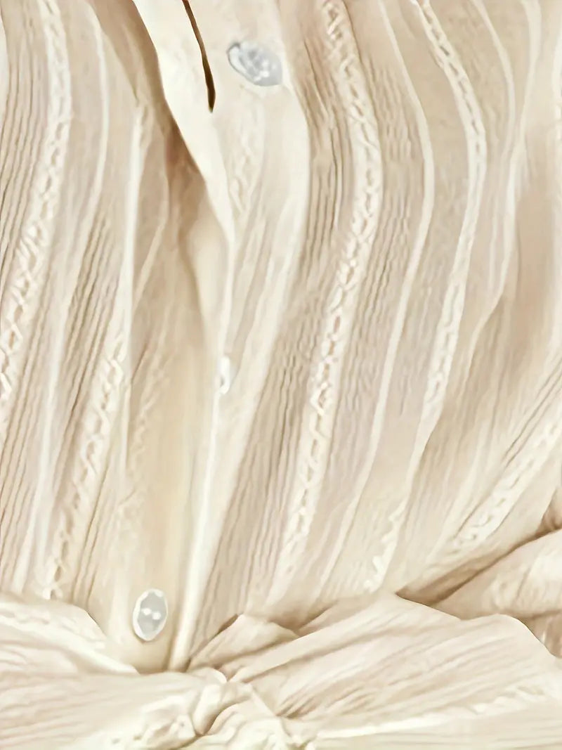 Blouse à Manches Longues avec Détails en Dentelle Verticale pour Femmes | Idéal pour le Bureau et les Occasions Quotidiennes
