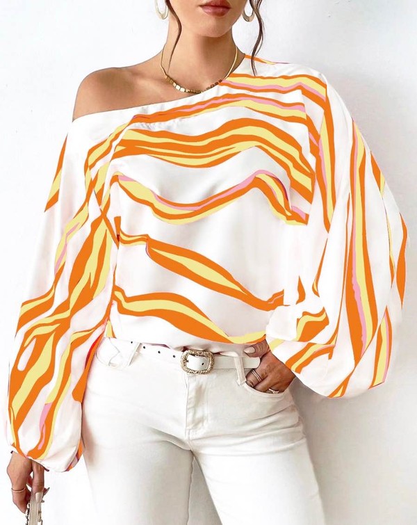 Blouse À Épaules Dénudées Avec Motif Rayé Pour Femmes | Idéal Pour Usage Quotidien