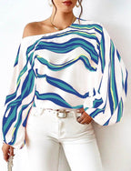 Blouse À Épaules Dénudées Avec Motif Rayé Pour Femmes | Idéal Pour Usage Quotidien
