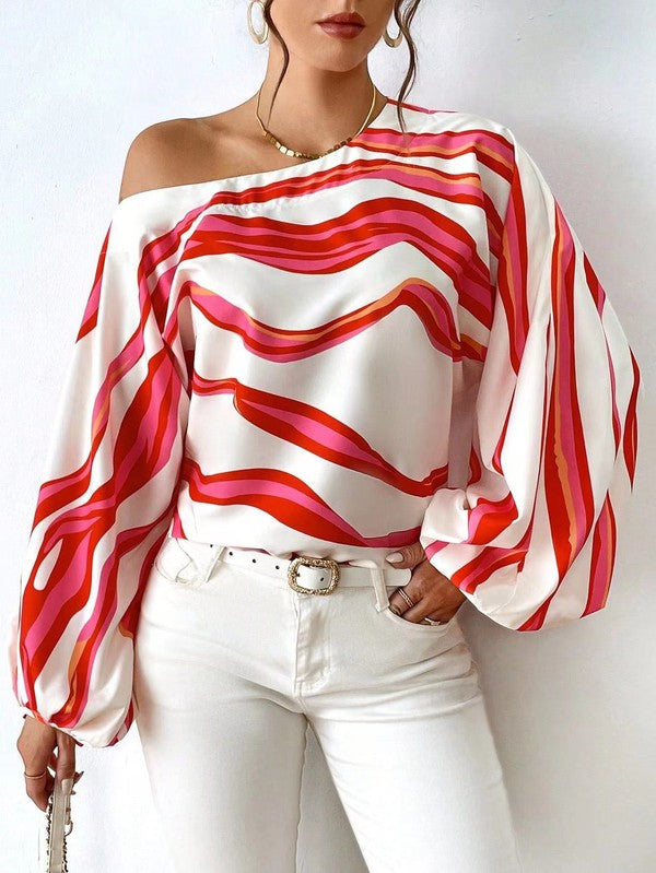 Blouse À Épaules Dénudées Avec Motif Rayé Pour Femmes | Idéal Pour Usage Quotidien