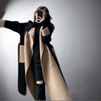 Manteau Bicolore avec Coupe Droite pour Femmes | Idéal pour l’Hiver