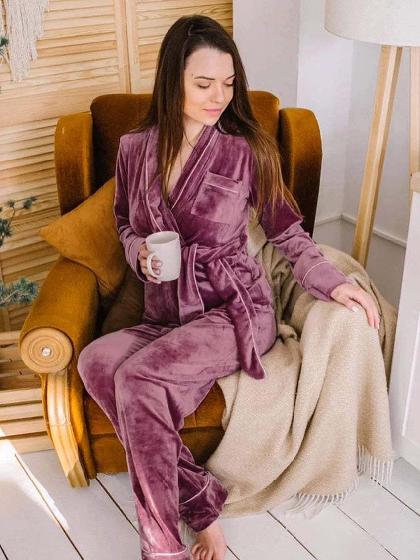 Ensemble Pyjama Deux Pièces À Manches Longues pour Femmes | Idéal pour L’Hiver Et Les Soirées À La Maison