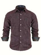 Chemise À Manches Longues Avec Détails Contrastés Et Fermeture À Boutons Pour Hommes | Idéale Pour Toutes Les Saisons