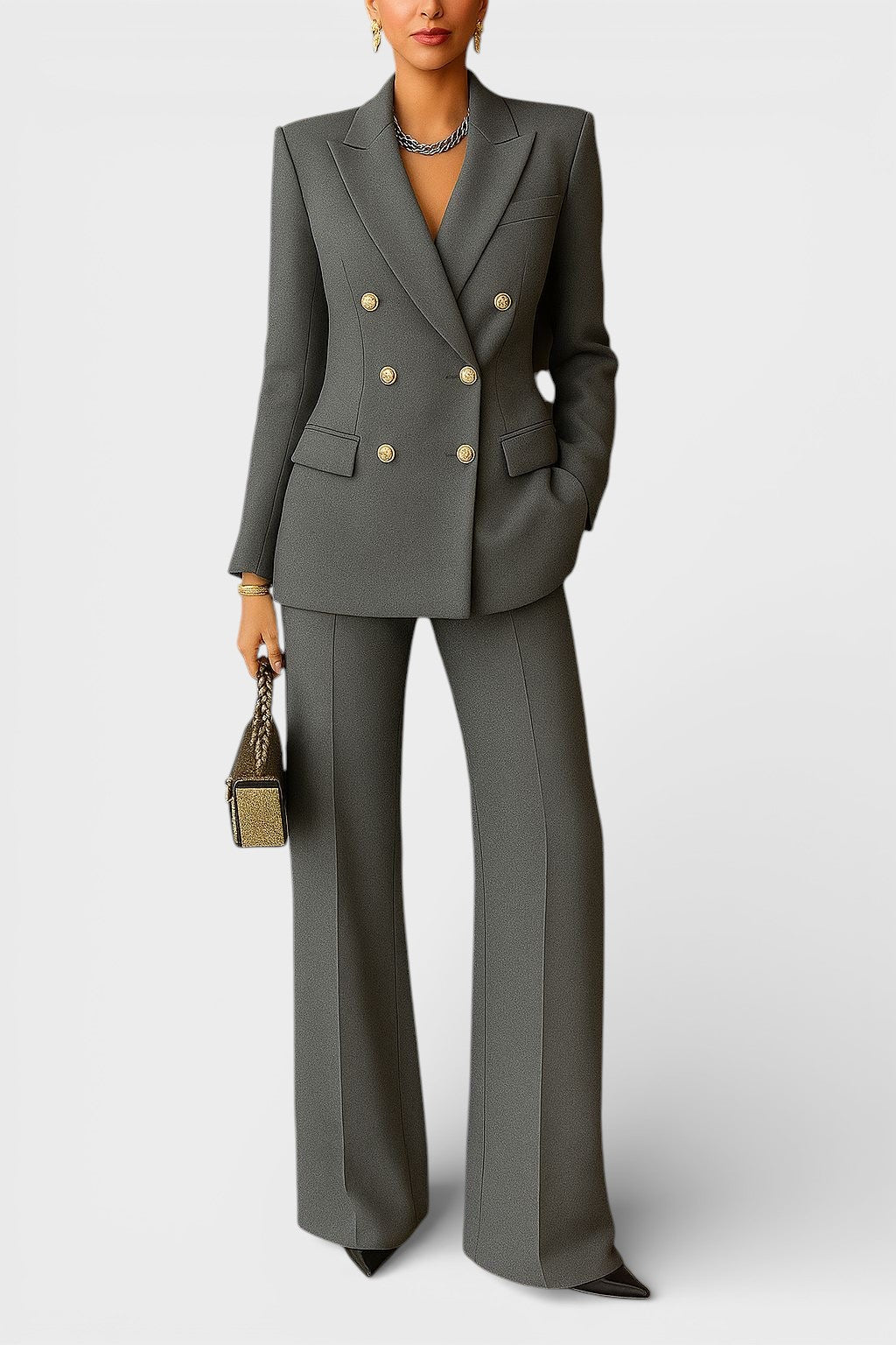 Ensemble Deux Pièces Avec Blazer Structuré Et Pantalon Pour Femmes | Idéal Pour Bureau Et Sorties