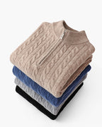 Pull pour Homme avec Col Zippé et Motif en Torsades | Idéal pour l’Hiver