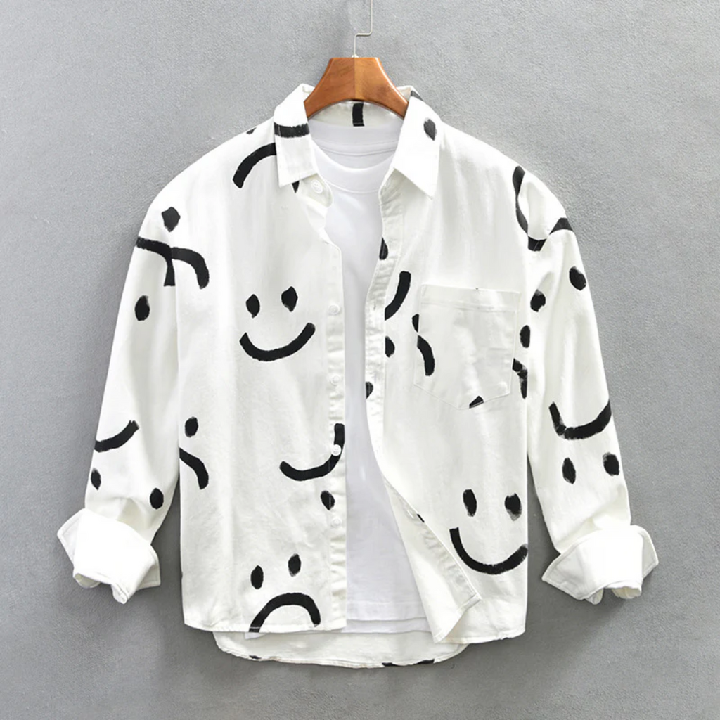 Chemise À Manches Longues Pour Homme Avec Imprimé Smiley | Idéale Pour Usage Quotidien