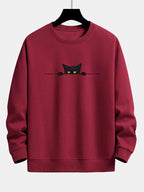 Sweatshirt Relax Fit Avec Imprimé Chat Noir pour Hommes | Idéal pour Un Usage Quotidien Et Les Occasions Décontractées