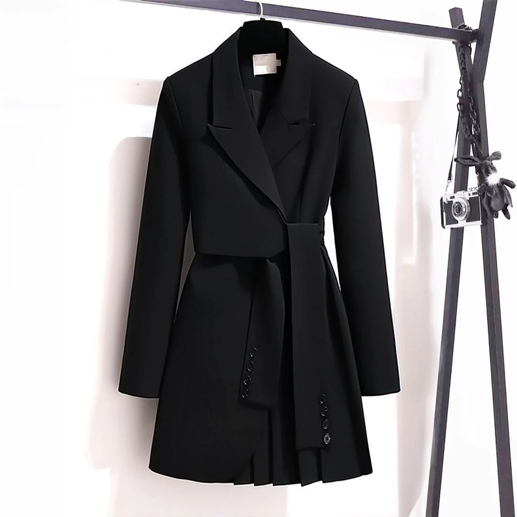 Manteau Ceinturé Avec Col À Revers Pour Femmes | Idéal Pour Le Travail Et Les Occasions En Soirée