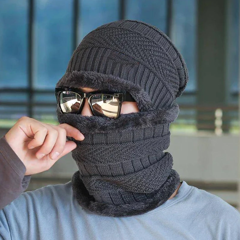 Bonnet Tricoté avec Visière et Cache-Cou pour Adulte | Idéal pour l’Hiver