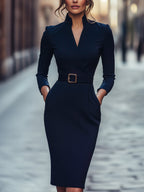 Robe Midi Avec Ceinture Et Poches Pour Femme | Idéal Pour Travail Et Occasions