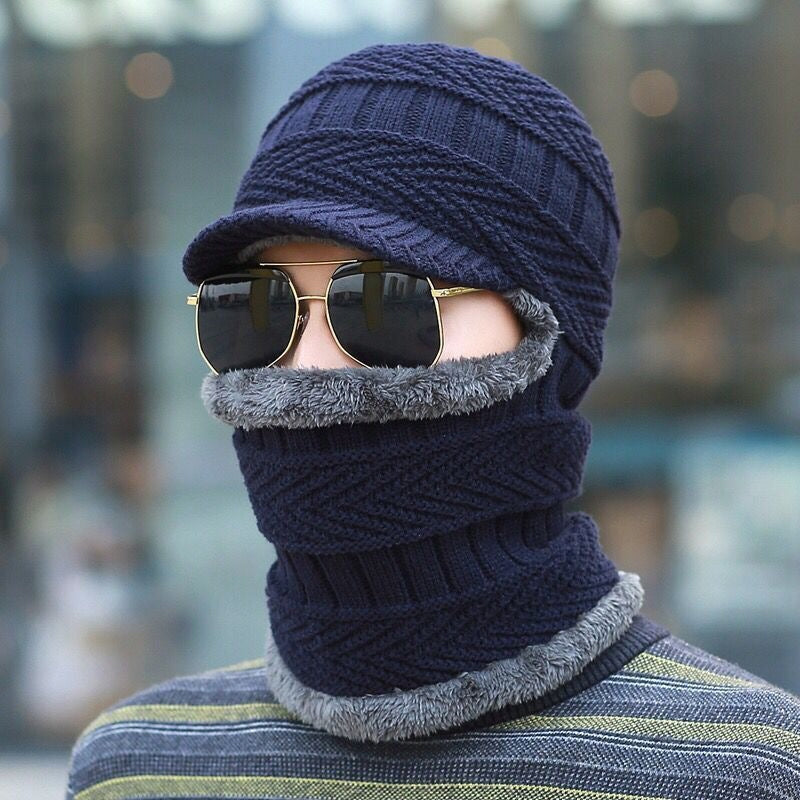 Bonnet Tricoté avec Visière et Cache-Cou pour Adulte | Idéal pour l’Hiver