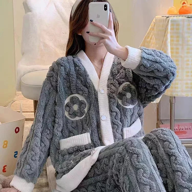 Ensemble Pyjama Deux Pièces À Manches Longues pour Femmes | Idéal pour L’Hiver Et Les Moments De Détente À La Maison