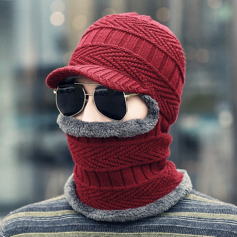 Bonnet Tricoté avec Visière et Cache-Cou pour Adulte | Idéal pour l’Hiver