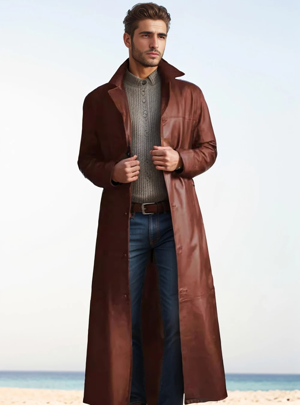 Manteau Long avec Revers Classiques pour Homme | Idéal pour un Usage Quotidien