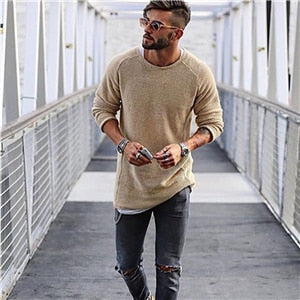 Pull Tricoté à Manches Longues avec Structure Classique pour Hommes | Idéal pour la Mi-Saison