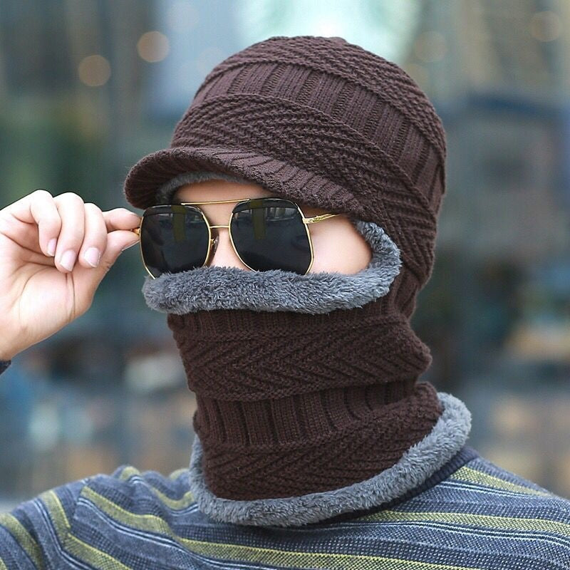 Bonnet Tricoté avec Visière et Cache-Cou pour Adulte | Idéal pour l’Hiver
