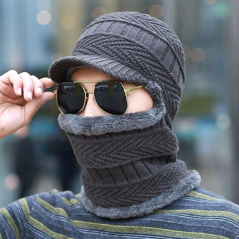 Bonnet Tricoté avec Visière et Cache-Cou pour Adulte | Idéal pour l’Hiver